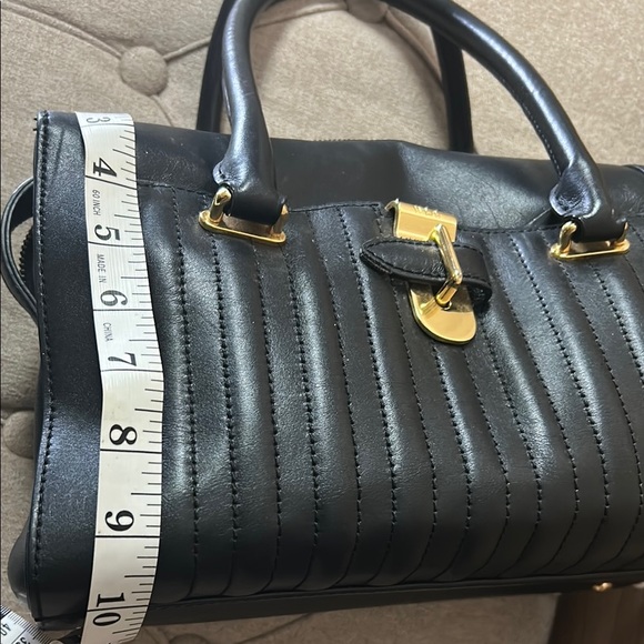 Ralph Lauren Black Leather Handbag 12 X 10 - Picture 4 of 12